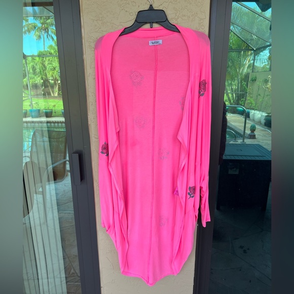 Lauren Moshi new pink roses cardigan, worn once xs/s perfect condition - Picture 1 of 6